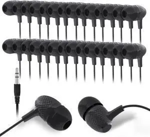 Wholesale School Earbuds Headphones 100 Pack Bulk Earphones for Classroom Students Kids Teens Children Gift and Adult(HY400 Black)