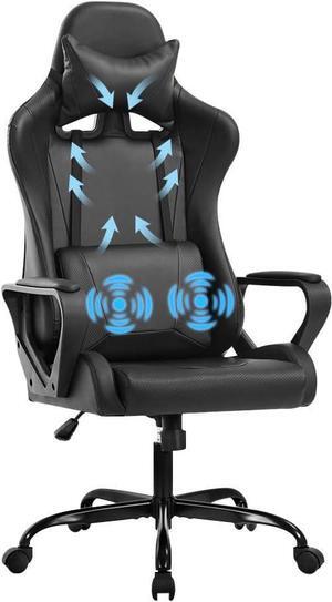 Racing Style Gaming Chair Office Chair High Back Computer Chair Leather Desk Chair Ergonomic Executive Chair Adjustable Video Game Chair Swivel Task Chair w/Headrest and Massage Lumbar Support, Black