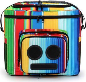 The #1 Cooler with Speakers & Subwoofer (Bluetooth, 20-Watt) for Parties/Festivals/Boat/Beach. Rechargeable Speaker Cooler, Works with iPhone & Android (Rainbow