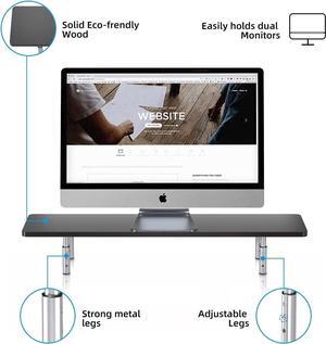 suptek Wooden Monitor Stand Riser for Computer, Laptop, Printer, Notebook and Flat Screens, 800x230mm Vented Platform, Max 30kg, 3 Adjustable Heights with Extra Large Underneath Storage Space MST016L
