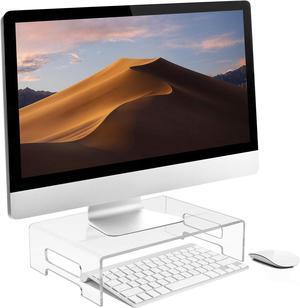 Sorbus Acrylic Monitor Stand - 12 x 8 x 3 - Clear Laptop Riser with Carry Handles - Use as Desktop Monitor Stand, Computer Desk Tray, Bed Tray, or Food Display Riser