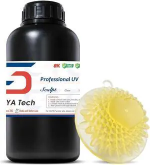Siraya Tech Sculpt High-Temp Resistant 3D Printer Resin - Up to 180C, High Precision, Compatible with 8K DLP/LCD Printers for Engineering, Jewelry, & Industrial Applications (Clear, 1kg)