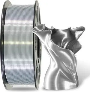 MIKA3D 1.75mm Silk Metallic Silver Shiny PLA 3D Printing Filament, 1KG 2.2Lbs 3D Printing Material with High Diameter Accuracy, Neatly Wound Silk PLA Widely Support for FDM 3D Printers