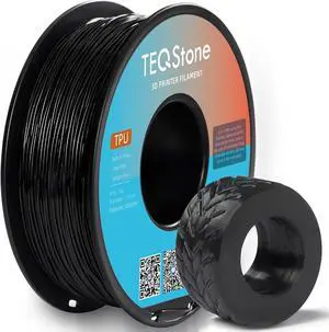 TPU Filament 1.75mm Black 1Kg Spool 95A Flexible Soft 3D Printer Filament Consistent Diameter +/-0.03mm in Vacuum Package