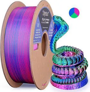 Silk PLA 3D Printer Filament Triple Color Silk PLA Filament 1.75mm 3D Printing Filament Fit Most FDM Printers, 1KG Spool(2.2lbs), 3 in 1 Color Rose Red Dark Blue Green