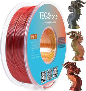 Tri Color Silk PLA Filament 1.75mm Red Gold Black 1KG, Shiny High Gloss Finish, Seamless Color Transition, Neatly Wound, Accuracy +/-0.02mm Vacuum Packaging