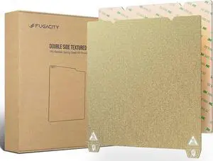 Double Side Textured PEI Sheet 235mmx235mm-FugaCity Dual Sided PEI Build Plate with Spring Steel & Magnetic Sticker for Creality Ender 3 /Ender 3 V2 /Ender 3 S1 /Ender 5 3D Printers,Golden Textured