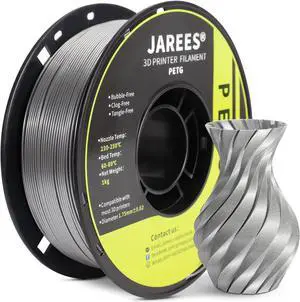 PETG Filament 1.75mm for 3D Printer, Metal-Like Consumable 1kg (2.2lbs) 1 Spool, Silk Metallic Finish PETG High Speed 3D Printer Filament, Dimensional Accuracy +/- 0.03 mm,Metallic Silver