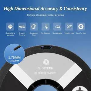 R QIDI TECHNOLOGY PLA Filament 1.75mm, 3D Printer Filament PLA Rapido, Suitable for High Speed Printing, 3D Printing Filament Fit Most FDM 3D Printers, 1 KG Spool (2.2lbs), Black