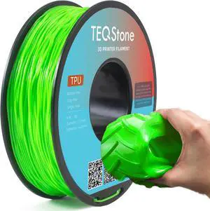 TPU Filament 1.75mm New Green 1Kg Spool 95A Flexible Soft 3D Printer Filament Consistent Diameter +/-0.03mm in Vacuum Package
