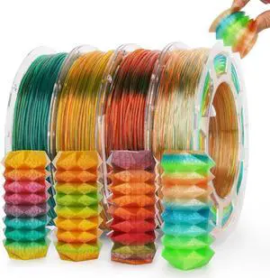 AMOLEN TPU 3D Printer Filament Bundle, Transparent Multicolor Rainbow TPU 1.75mm, Color Change Flexible Soft TPU 3D Printing Filament Supports High Speed, 200gX4 Spools AMOLEN TPU 3D Printer Filament Bundle, Transparent Multicolor Rainbow TPU 1.75mm, Color Change Flexible Soft TPU 3D Printing Filament Supports High Speed, 200gX4 Spools