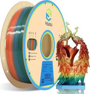 YOUSU Silk PLA Filament Multicolor, 3D Printer Filament Rainbow PLA Filament 1.75mm +/- 0.02mm, Fast Color Changing 3D Printing Filament 1kg/2.2lbs