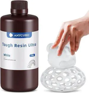 ANYCUBIC Ultra Tough Resin, 3D Printer Resin with Strong Impact Resistance and High Flexibility, Suitable for Direct Use or as an Additive, Wide Compatible for LCD Resin 3D Printers (White, 1kg) ANYCUBIC Ultra Tough Resin, 3D Printer Resin with Strong Impact Resistance and High Flexibility, Suitable for Direct Use or as an Additive, Wide Compatible for LCD Resin 3D Printers (White, 1kg)