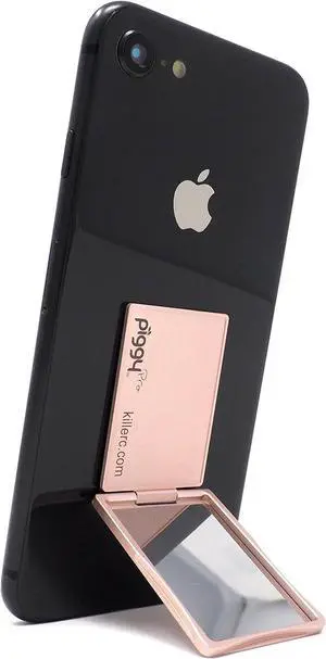 Flip Stand (aka Piggy Pro) Adjustable Phone Stand & Grip with Compact Mirror, Compatible with Magnet Car Mount (Rose Gold)