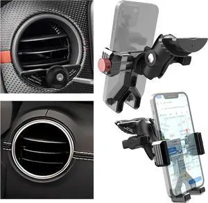 Aluminum Phone Mount for Jeep Wrangler JL & Gladiator JT (2018-2023) & Sahara, Vent Cell Phone Holder with 360° Rotation Ball Head Adapter Compatible with iPhone & Android & Smartphone