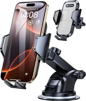 andobil Car Phone Mount [Ultra Stable & Big Phones Friendly] Cell Phone Holders for Your Car Dashboard Windshield Vent Truck, Car Phone Holder Mount for iPhone 16 15 14 13 12 Pro Max Samsung S24 S23