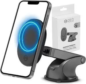 Mighty Mount - MagSafe Car Phone Mount Compatible with iPhone 15 14 13 12 Pro Max, Pro, Plus, and with Magsafe Phones and Cases (MagSafe Magnetic Suction Cup Mount (Version 2.0))