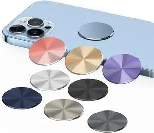 Metal Ring Plate for Phone Mount Car Holder Metal Stickers Plate Phone Magnet (Compatible with Magnetic Mounts) 1.26" Frosted Round, Blue 2 Pack