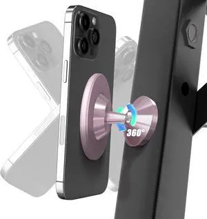 Orzero Upgraded Gym Magnetic Phone Mount Holder, Dual Magnet with Strong Magnetic, Easily and Firmly Attaches to Metal Surface for Any Phones for Videos and Selfies (Rose Gold)