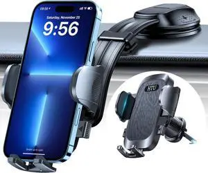 Upgraded Strongest Suction Car Phone Holder Bendable Arm Never Block View Rotatable Cellphone Mount for Dashboard Windshield Vent Cradle Stand for iPhone 16 15 14 13 12 Pro Max (Black)
