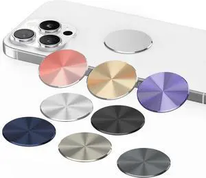 Metal Ring Plate for Phone Holder Car Mount Metal Sticker Plate Cell Phone Magnet (Compatible with Magnetic Mounts) 1.25 inch Frosted Round Silver 2 Pack