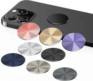 Metal Ring Plate for Phone Mount Car Holder Metal Stickers Plate Phone Magnet (Compatible with Magnetic Mounts) 1.50" Frosted Round, Black 2 Pack