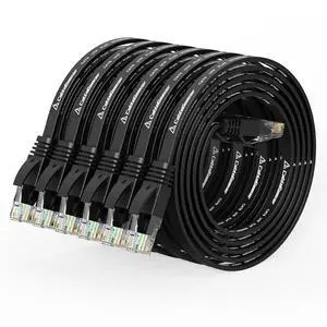 Cat 6 Ethernet Cable 3ft (6 Pack) (at a Cat5e Price but Higher Bandwidth) Flat Internet Network Cable - Cat6 Ethernet Patch Cable Short - Black Computer Cable with Snagless RJ45 Connectors Cat 6 Ethernet Cable 3ft (6 Pack) (at a Cat5e Price but Higher Bandwidth) Flat Internet Network Cable - Cat6 Ethernet Patch Cable Short - Black Computer Cable with Snagless RJ45 Connectors