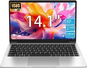 KurieTim 14.1" Full HD 1920 * 1080p Laptop Computer, Intel Celeron Quad-Core J4125 Processor(up to 2.70 GHz), 8GB DDR4 RAM 512GB SSD, Intel UHD Graphics 600 Windows 11 Laptop for Work