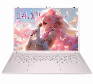 KurieTim Student Laptop Computer, 14.1" 2K FHD IPS Display, 4C/4T Intel Celeron N5105 Processor, 16GB RAM/ 512GB SSD, Windows 11 Laptop with Fingerprint Reader, Backlit KB, Type-C, Webcam Switch, Pink