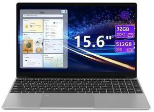 KurieTim Laptop Computer | 15.6" FHD Screen | Intel N95 CPU | 32GB DDR4 RAM 512GB SSD | Windows 11 Pro Notebook Computers | Backlight Keyboard | Fingerprint Reader | Mini HDMI | Wi-Fi | USB3.0x2