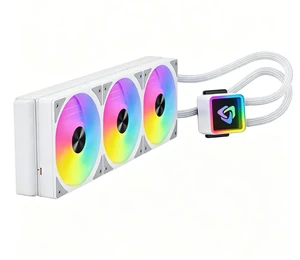 KurieTim 360mm AIO Cooler, CPU Liquid Cooling with 3x120mm ARGB PWM Fan 1800 RPM, 2700 RPM Pump, LCD Screen, Low Noise AIO Liquid CPU Cooler - Intel LGA 1700/1200 AMD AM5/AM4 - White KurieTim 360mm AIO Cooler, CPU Liquid Cooling with 3x120mm ARGB PWM Fan 1800 RPM, 2700 RPM Pump, LCD Screen, Low Noise AIO Liquid CPU Cooler - Intel LGA 1700/1200 AMD AM5/AM4 - White