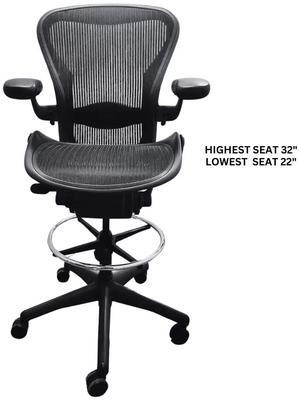 Herman Miller Aeron Size B Fully Loaded - Drafting Stool and Lifetime Warranty