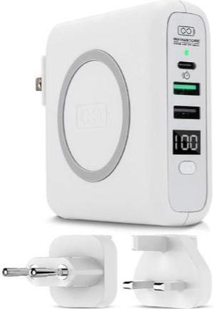 InfinaCore Pandora Portable Power Bank Charger (P3) Global Wireless Charger usb type c wall charger, usb c battery pack power delivery, Fast Charge Phone Laptop Charger Travel with LED Display White