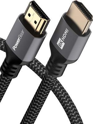 PowerBear 8K HDMI | 48Gbps High Speed 4K@120Hz Braided Cord 144Hz 8K@60Hz, eARC, Dynamic HDR 10,for Laptop, Monitor, PS5, PS4, Xbox One, Fire TV, Apple TV & More 3 ft.