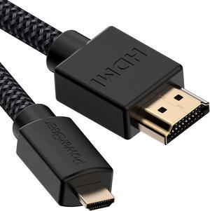 PowerBear Micro HDMI to HDMI Adapter Cable 4K @ 60Hz with Ethernet & ARC | Compatible with GoPro Hero 7 Black, 6, 5, & 4, Raspberry Pi4, Sony, Nikon, Canon 10 ft.