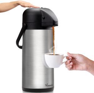 Vondior Airpot Coffee Dispenser with Pump - Insulated Stainless Steel 85 Oz Coffee Carafe - Thermal Beverage Dispenser - Thermos Urn for Hot/Cold Water, Party Chocolate Drinks 2.5-L