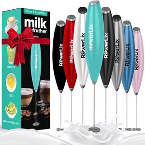 PowerLix Milk Frother No Stand Handheld Battery Operated Electric Foam Maker For Coffee, Latte, Cappuccino, Hot Chocolate, Durable Mini Drink Mixer With Stainless Steel Whisk