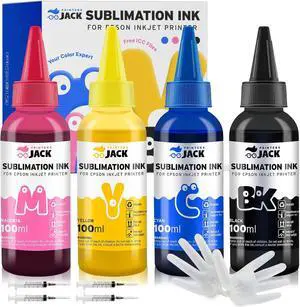 Printers Jack 400ML Sublimation Ink for Epson C88 C88+ WF7720 ET2720 ET4760 ET2760 ET2750 WF7820 Inkjet Printers Heat Press Transfer on Mugs, Plates, Polyester Shirts, Phone Cases etc