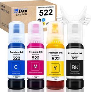 Printers Jack Compatible Epson T522 Refill Ink Bottle Kit for Epson SuperTank ET-2800 ET-4700 ET-4800 ET-2710 ET-2720, ET-2803 Printer, 4 Packs