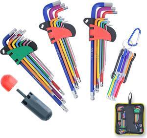 KOTTO Hex Key Allen Wrench Set, Metric, Imperial, Torx, Star Long Arm Ball End Set Tools, Industrial Grade with Storage Bag