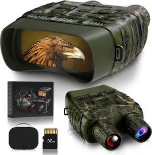 GTHUNDER Digital Night Vision Goggles Binoculars for Total DarknessFHD 1080P Infrared Digital Night Vision, 32GB Memory Card for Photo and Video StoragePerfect for Surveillance Green