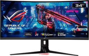 ASUS ROG Strix 34" XG349C UWQHD 3440 x 1440 180Hz (OC) 1ms (GTG) Extreme Low Motion Blur Sync, 135% sRGB, G-Sync Compatible, DisplayHDR 400, USB-C, DisplayPort, HDMI Gaming Monitor