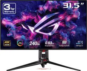 ASUS ROG Swift 32" 4K OLED Gaming Monitor (PG32UCDM) - UHD (3840 x 2160), QD-OLED, 240Hz, 0.03ms, G-SYNC Compatible, Custom Heatsink, Graphene Film, 99% DCI-P3, True 10-bit, 90W USB-C ASUS ROG Swift 32" 4K OLED Gaming Monitor (PG32UCDM) - UHD (3840 x 2160), QD-OLED, 240Hz, 0.03ms, G-SYNC Compatible, Custom Heatsink, Graphene Film, 99% DCI-P3, True 10-bit, 90W USB-C
