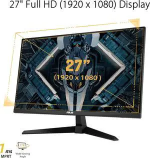 ASUS TUF Gaming 27" 1080P Gaming Monitor (VG277Q1A) - Full HD, 165Hz (Supports 144Hz), 1ms, Extreme Low Motion Blur, FreeSync Premium, Shadow Boost, Eye Care, HDMI, DisplayPort, Tilt Adjustable
