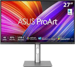 ASUS ProArt Display 27" 4K HDR Professional Monitor (PA279CRV) - IPS, UHD (3840 x 2160), 99% DCI-P3/Adobe RGB, Delta E < 2, Calman Verified, USB-C PD 96W, DisplayPort, Daisy-Chain, Height Adjustable