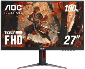 AOC C27G4X 27-Inch Curved Gaming Monitor, FHD 1920x1080, 180Hz, FreeSync, HDR10, VA Panel, 0.5ms Response