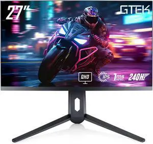 GTek 240Hz 2K Gaming Monitor, 27 Inch Display Full WQHD 2560 x 1440P, Extreme Low Motion Blur, Fast IPS 1ms MPRT, DisplayPort/HDMI, VESA - Q2740P