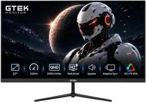 GTek 27" 320Hz Gaming Monitor, 2K QHD 2560 x 1440P 300Hz PC Computer Monitor, 1ms (OD), Adjustable Heights, 2X HDMI & 2X DisplayPort, Built-in Speakers, FreeSync & G-Sync Compatible, Eye Care GTek 27" 320Hz Gaming Monitor, 2K QHD 2560 x 1440P 300Hz PC Computer Monitor, 1ms (OD), Adjustable Heights, 2X HDMI & 2X DisplayPort, Built-in Speakers, FreeSync & G-Sync Compatible, Eye Care