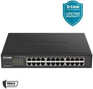 D-Link 24-Port Gigabit Smart Managed PoE+ Switch | 12 PoE+ Ports (100W) | NDAA Compliant | Lifetime Warranty - (DGS-1100-24PV2)