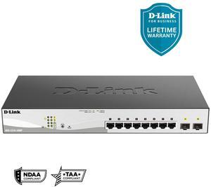 D-Link 10-Port Gigabit Smart Managed PoE+ Switch | 8 PoE+ Ports (130W) + 2 Optical SFP Ports|L3 Lite|NDAA/TAA Compliant (DGS-1210-10MP)